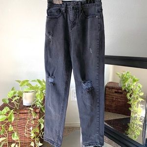 Black Distressed Mom Jeans